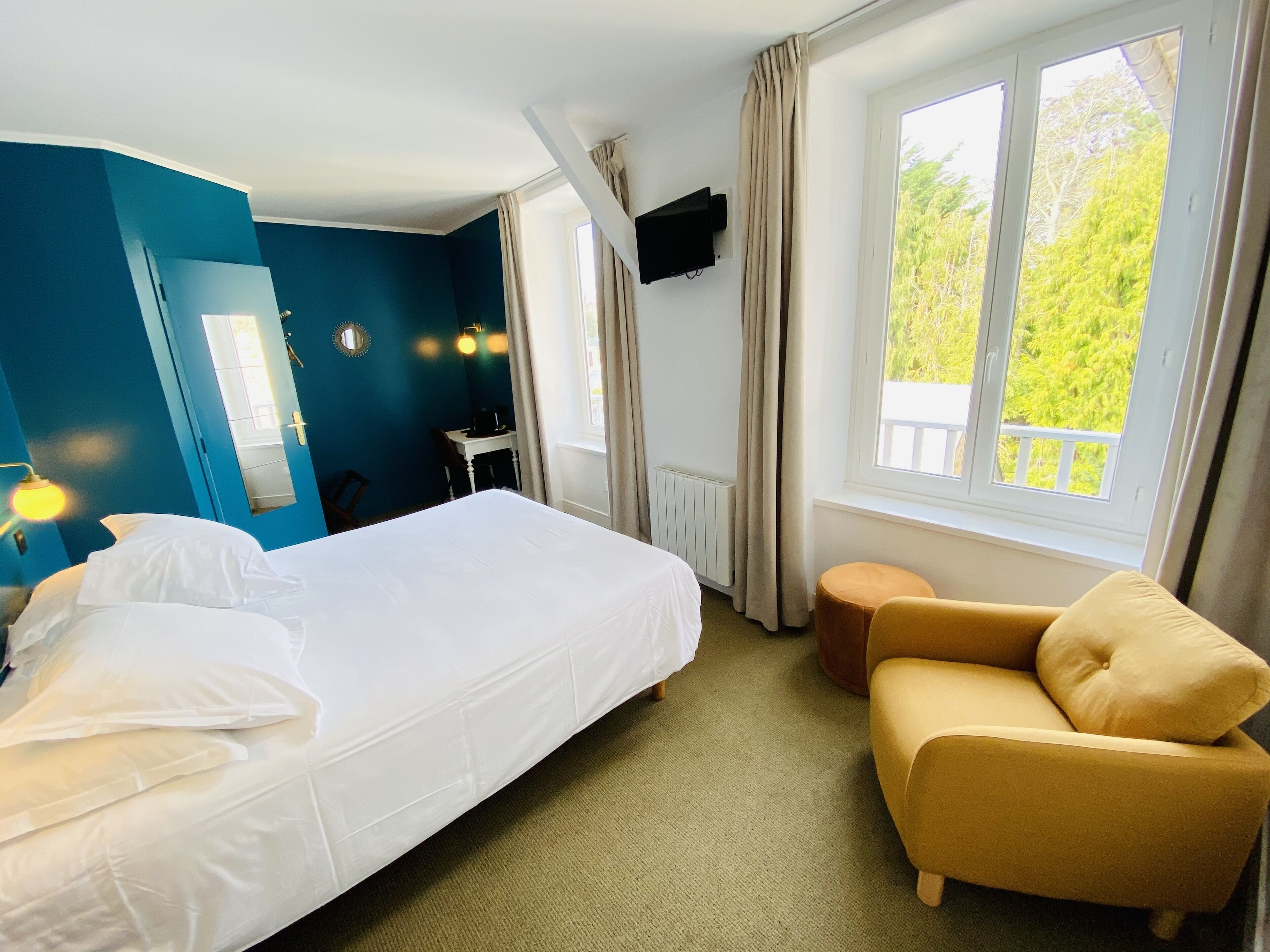 comfort double room | premium bedding, desk, blackout curtains, soundproofing