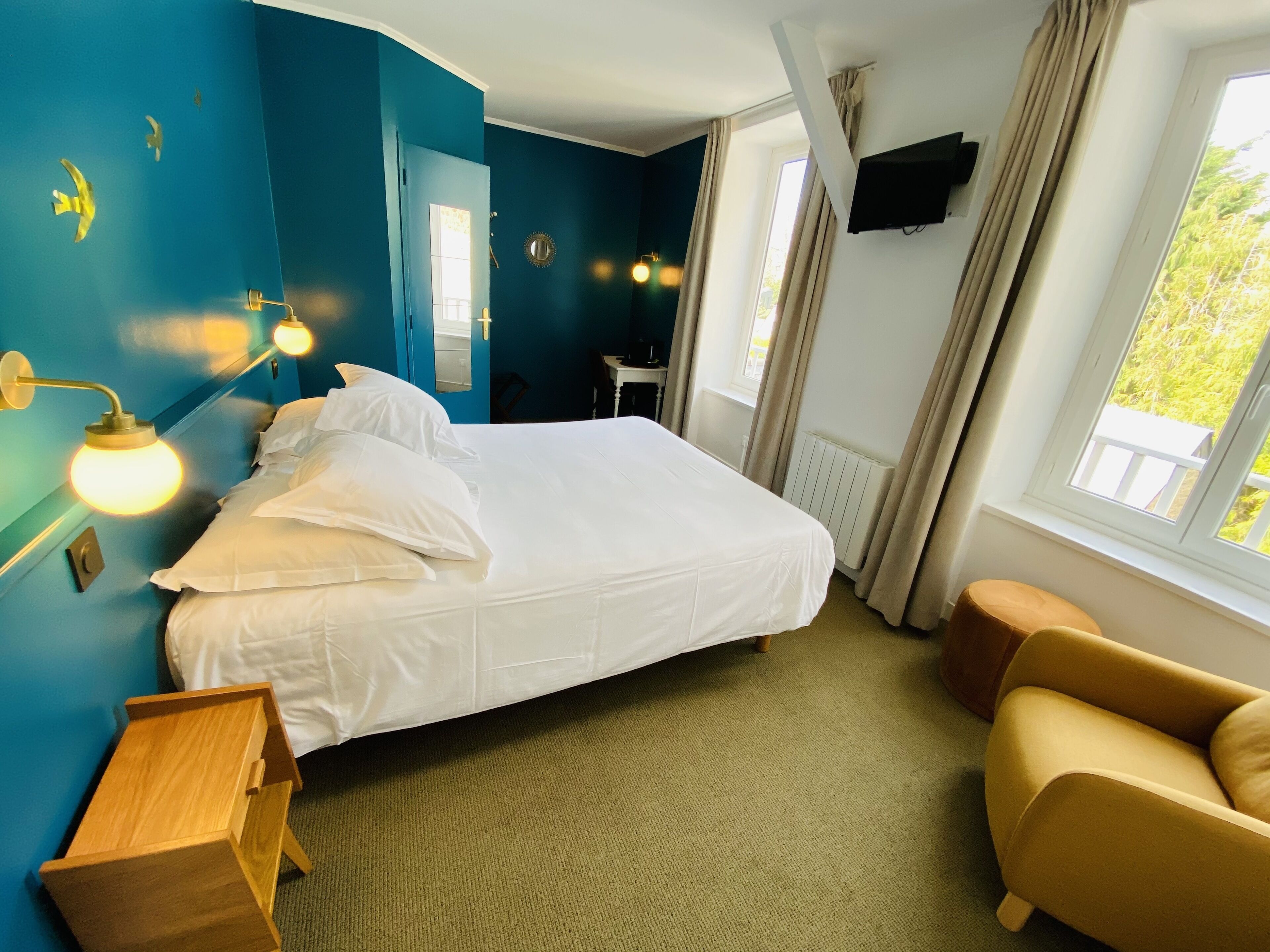 comfort double room | premium bedding, desk, blackout curtains, soundproofing