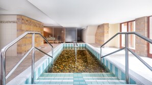 A pool area with tiled walls and a clear water feature. - Hotel Aquarell (Cegled)