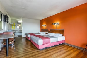 Desk, free WiFi, bed sheets