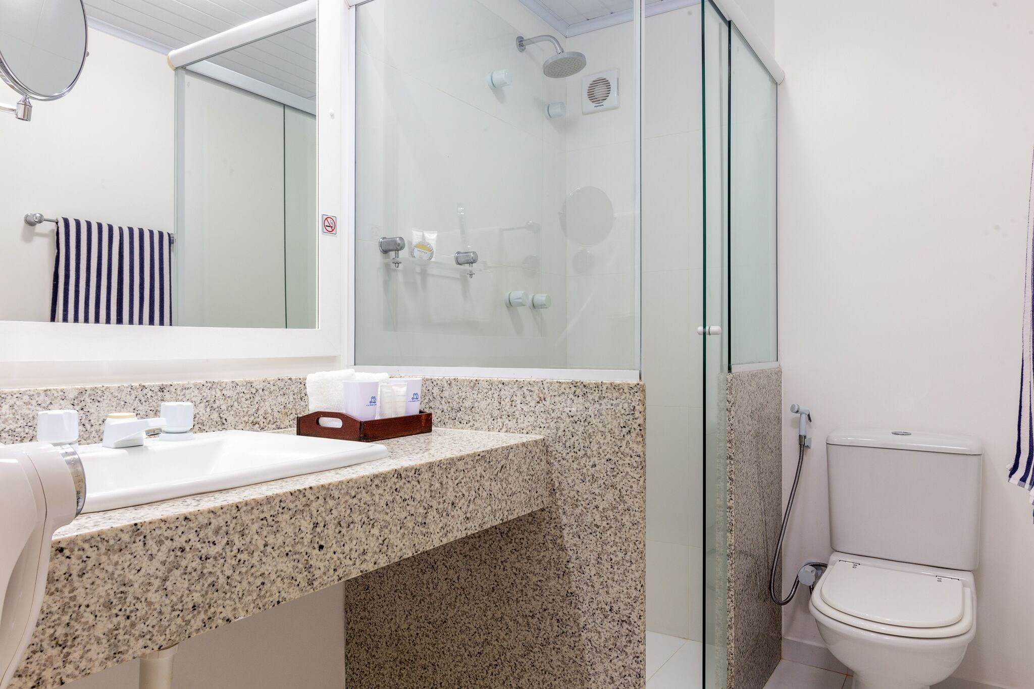standard room | bathroom | shower, free toiletries, hair dryer, towels