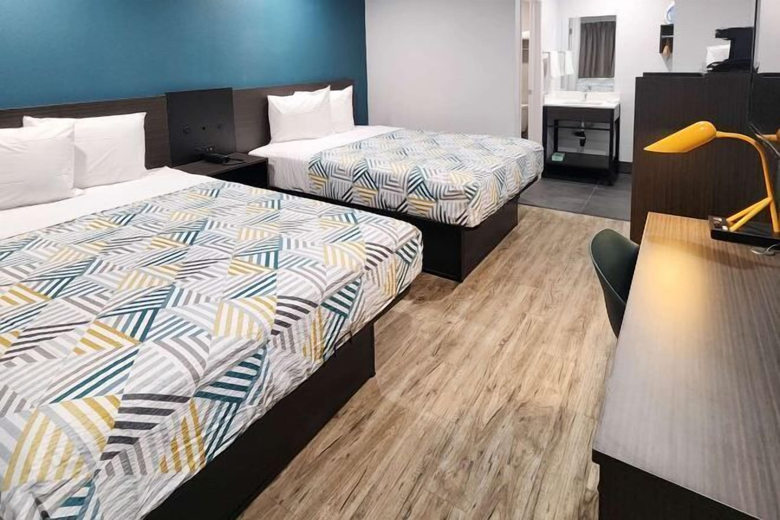 Desk, blackout drapes, iron/ironing board, free WiFi