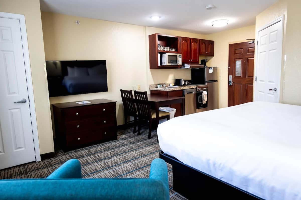 Pillow-top beds, desk, blackout curtains, iron/ironing board