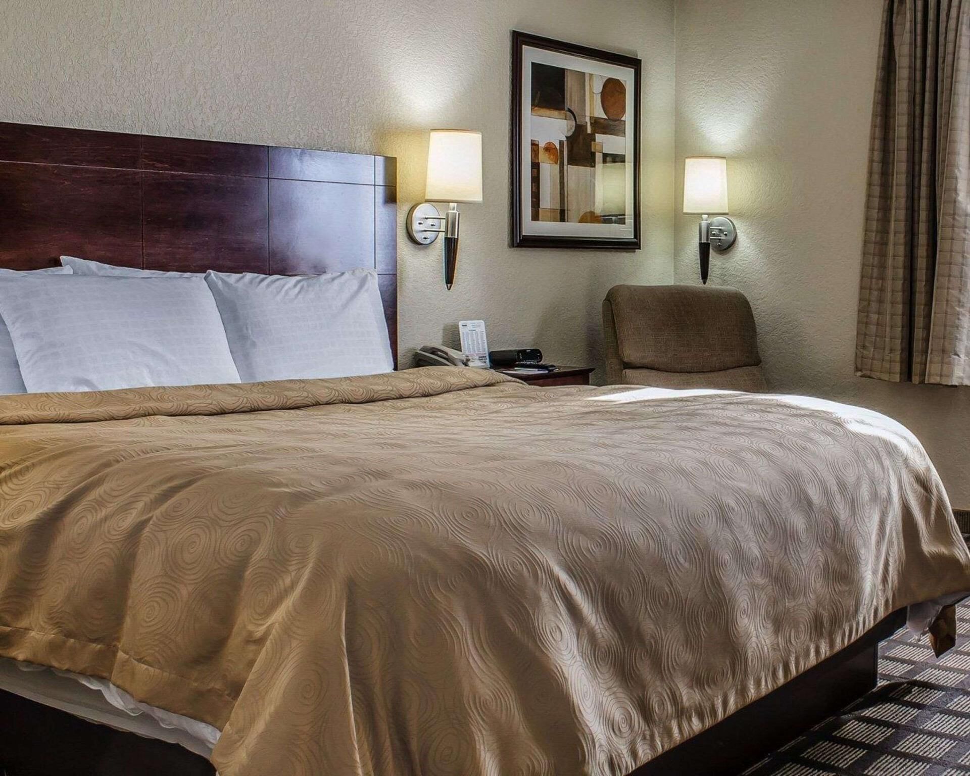 Pillow-top beds, desk, blackout curtains, iron/ironing board