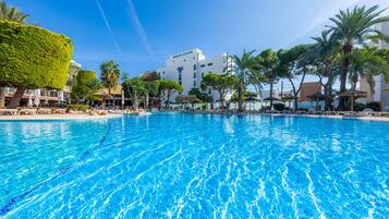 Indoor pool, 3 outdoor pools, open 9:00 AM to 8:00 PM, pool umbrellas