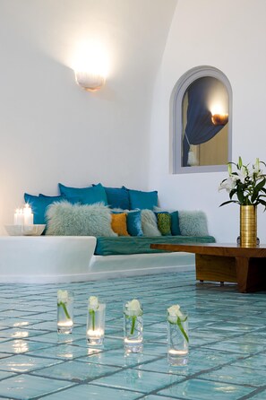 Luxury Villa, Sea View | Living area | 50-inch flat-screen TV with satellite channels, plasma TV, DVD player