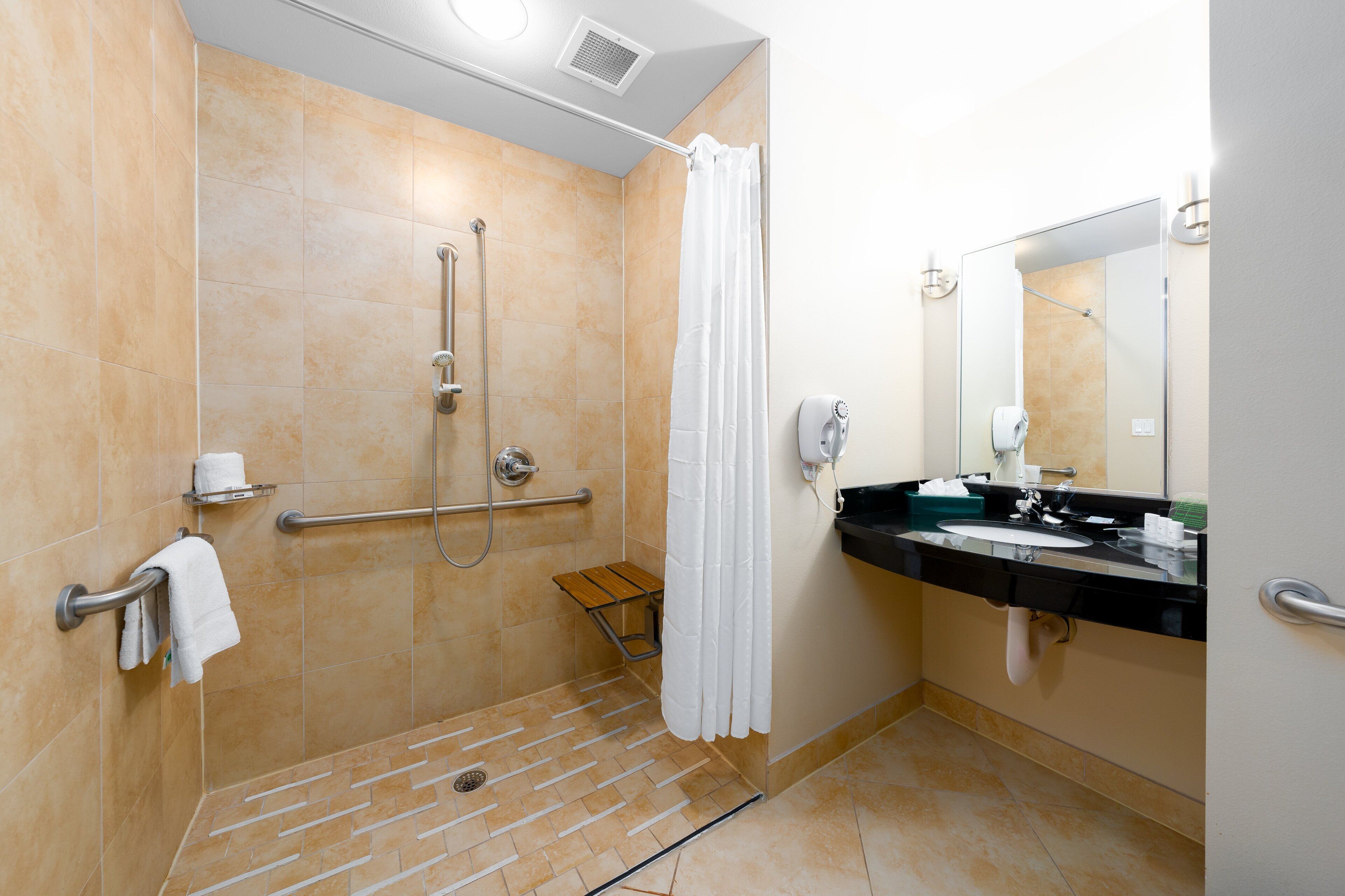 standard room, 1 king bed, accessible (communications) | bathroom | combined shower/bathtub, free toiletries, hair dryer, towels