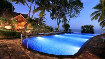 Outdoor pool, pool umbrellas
