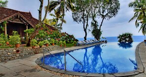 Outdoor pool, pool umbrellas