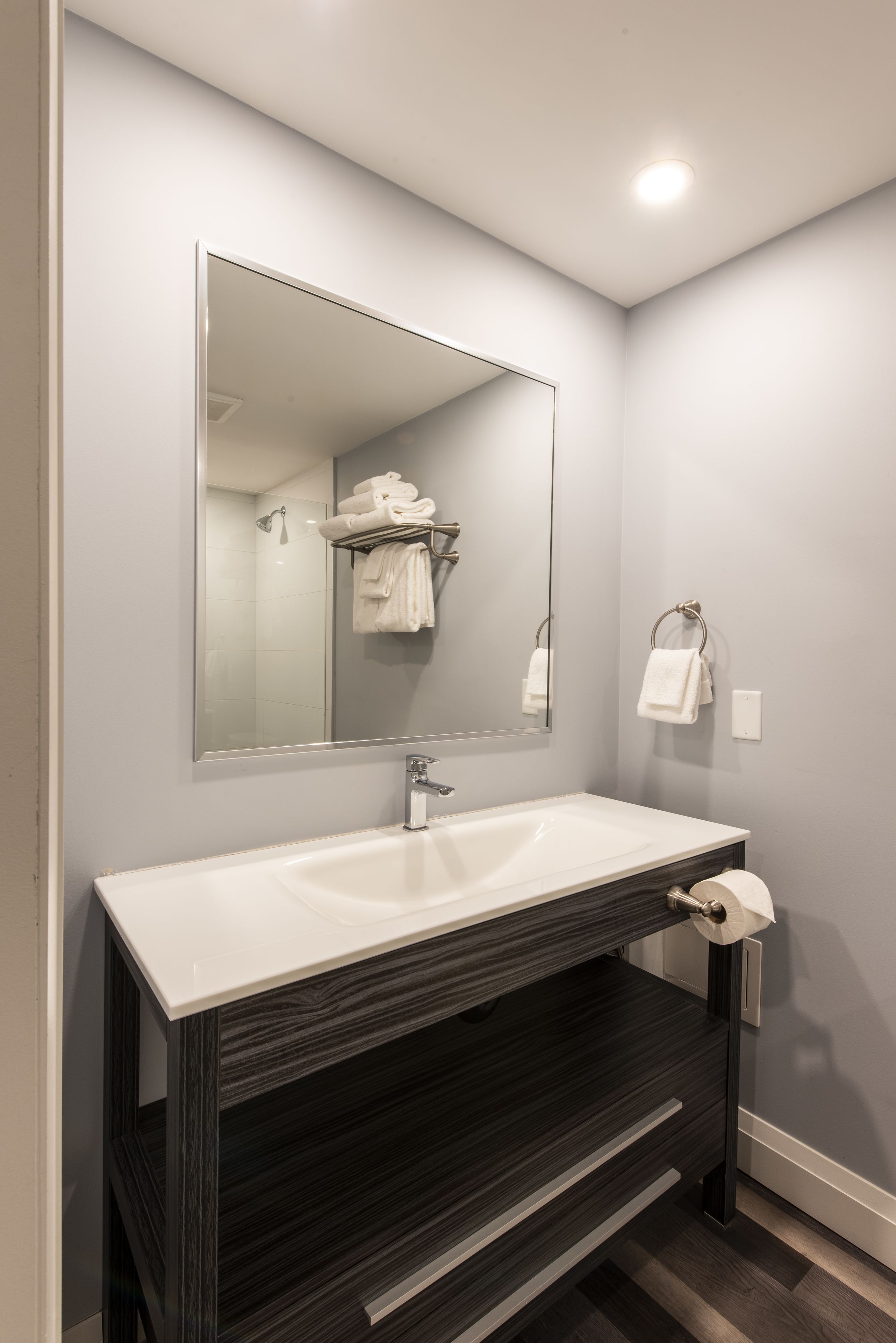 free toiletries, hair dryer, towels, shampoo