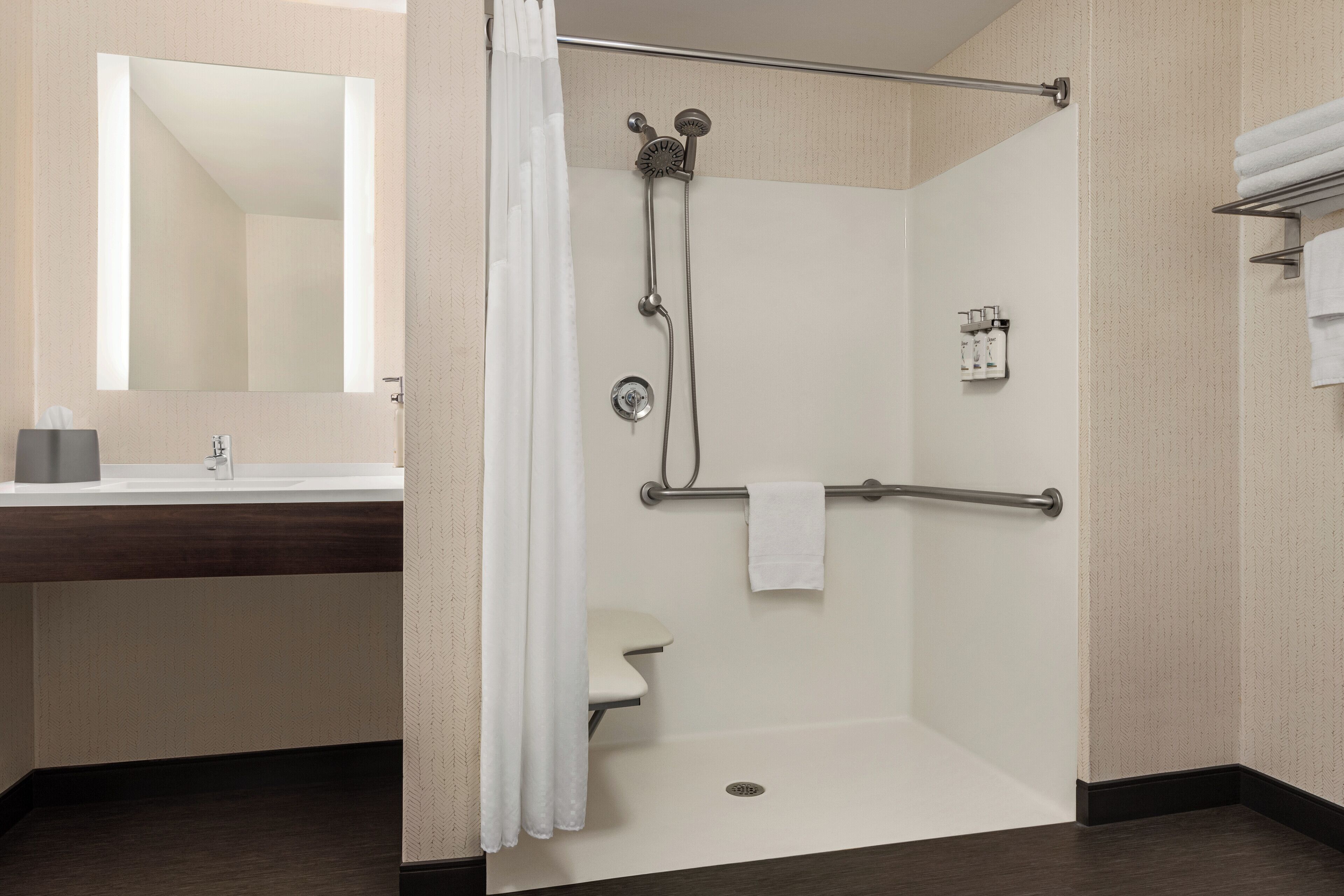 free toiletries, hair dryer, towels