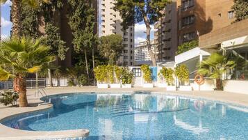 2 outdoor pools, pool umbrellas, pool loungers
