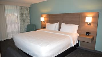 Pillow-top beds, desk, blackout curtains, iron/ironing board