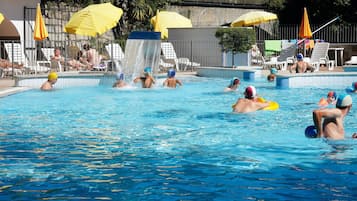 Outdoor pool, pool umbrellas