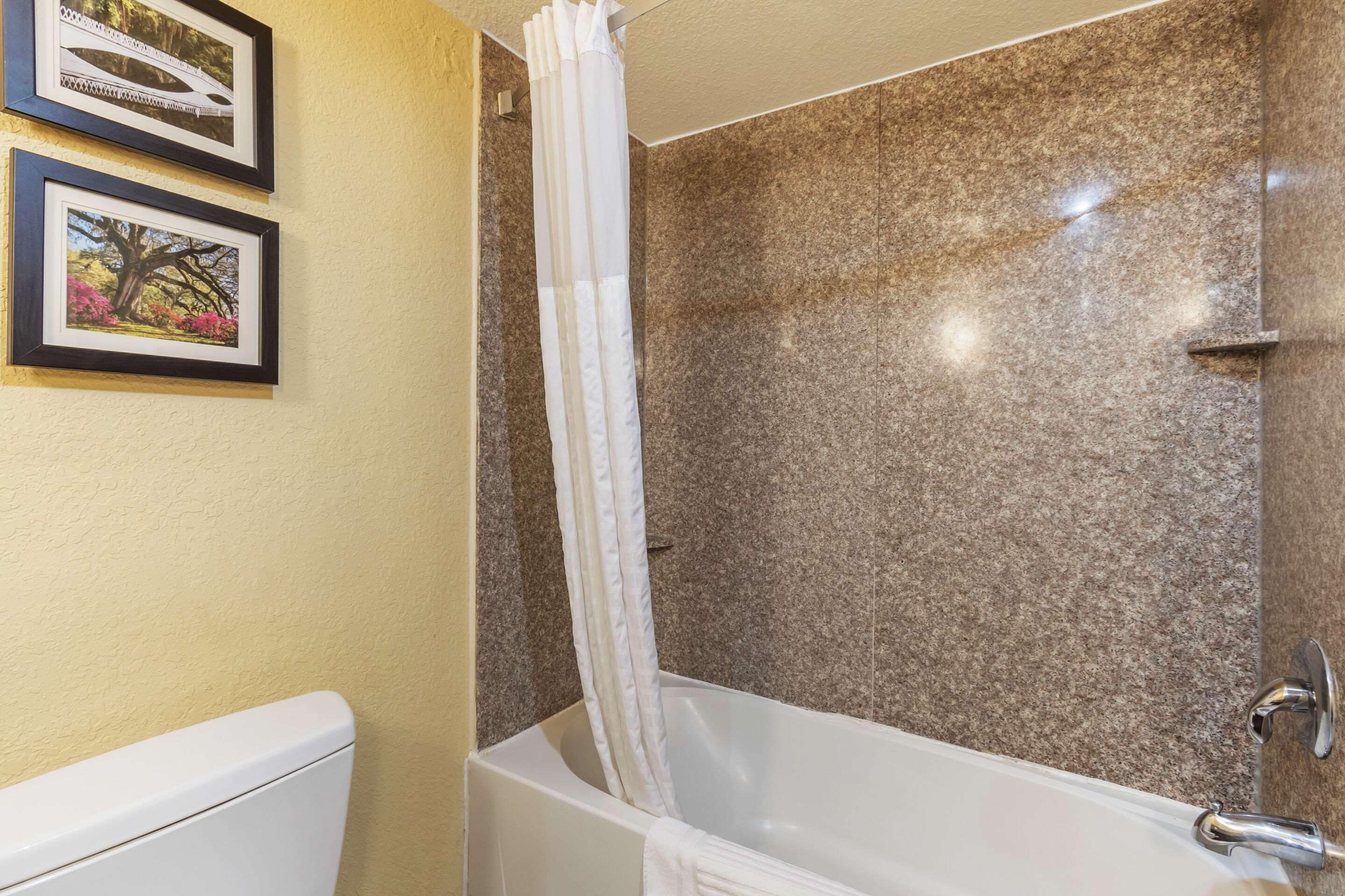 shower, rainfall showerhead, hair dryer, slippers