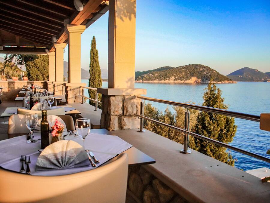 Mediterranean cuisine, pool views