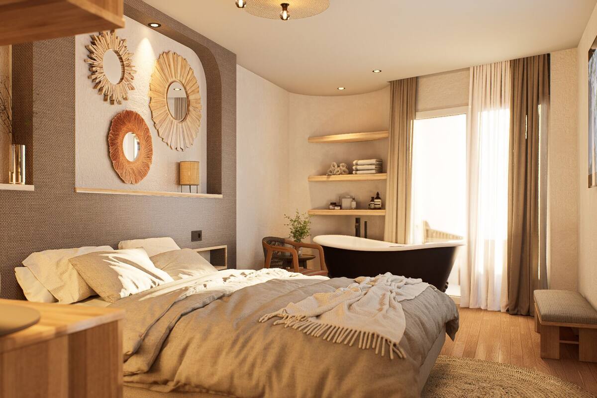 Superior Double Room, Beach View | In-room safe, desk, blackout drapes, iron/ironing board