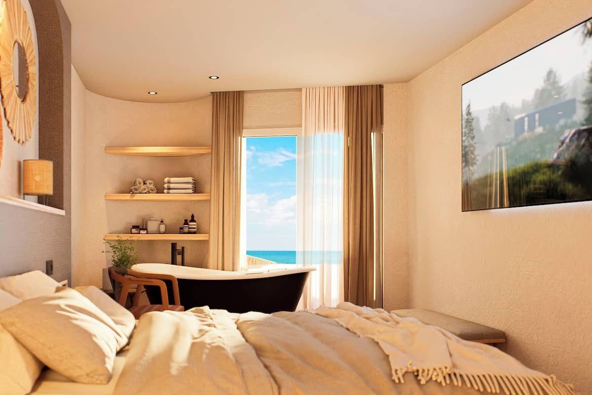 Superior Double Room, Bathtub, Beach View | In-room safe, desk, blackout drapes, iron/ironing board