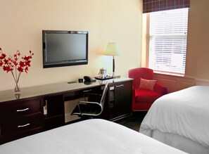Hypo-allergenic bedding, down duvets, pillow-top beds, in-room safe