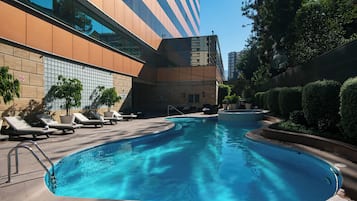 Outdoor pool, sun loungers