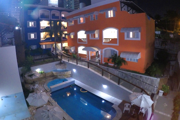 Outdoor pool, sun loungers