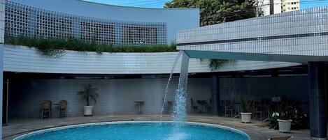 Outdoor pool, sun loungers