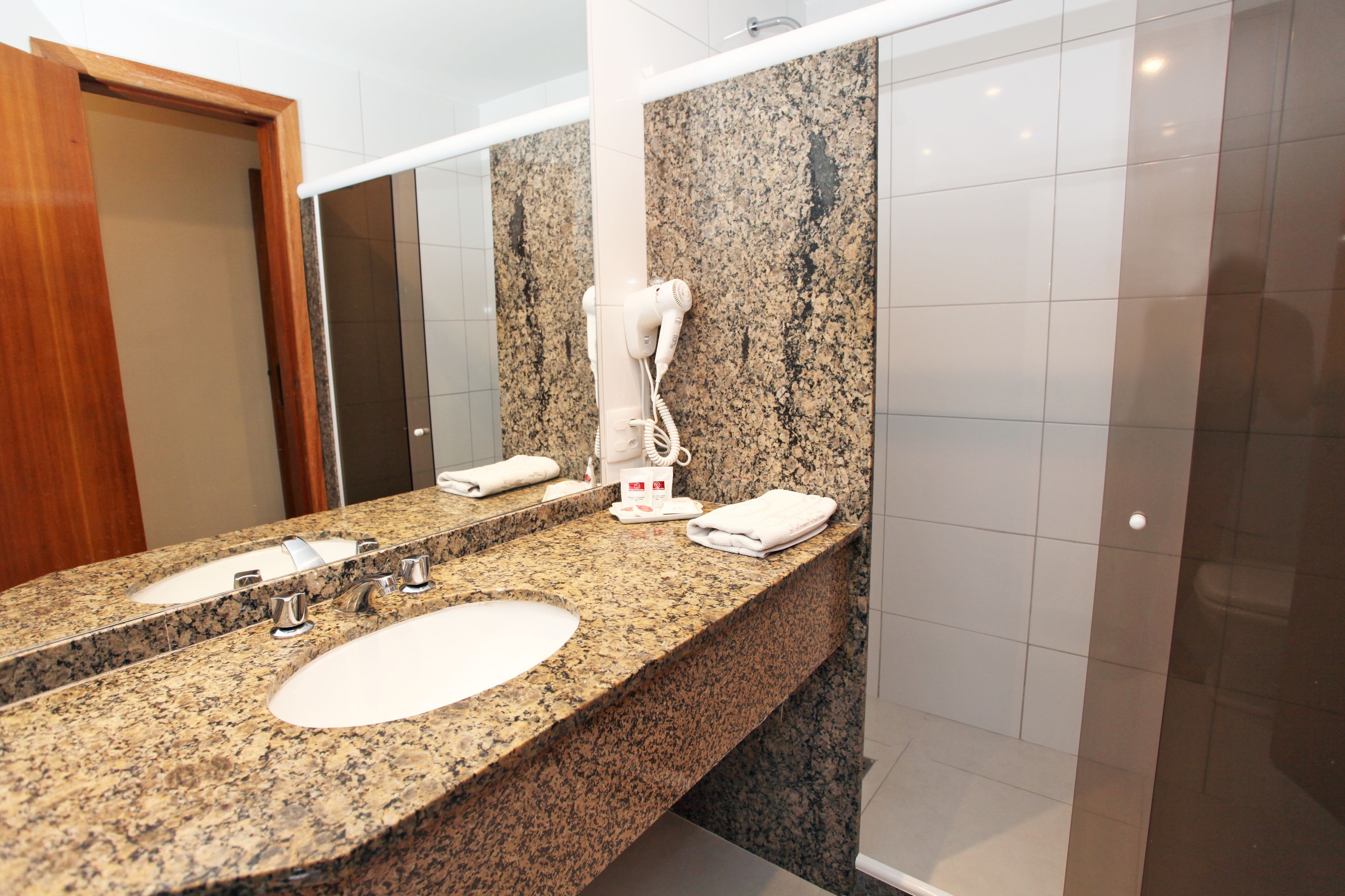 free toiletries, hair dryer, towels