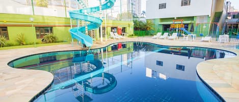 Outdoor pool, sun loungers