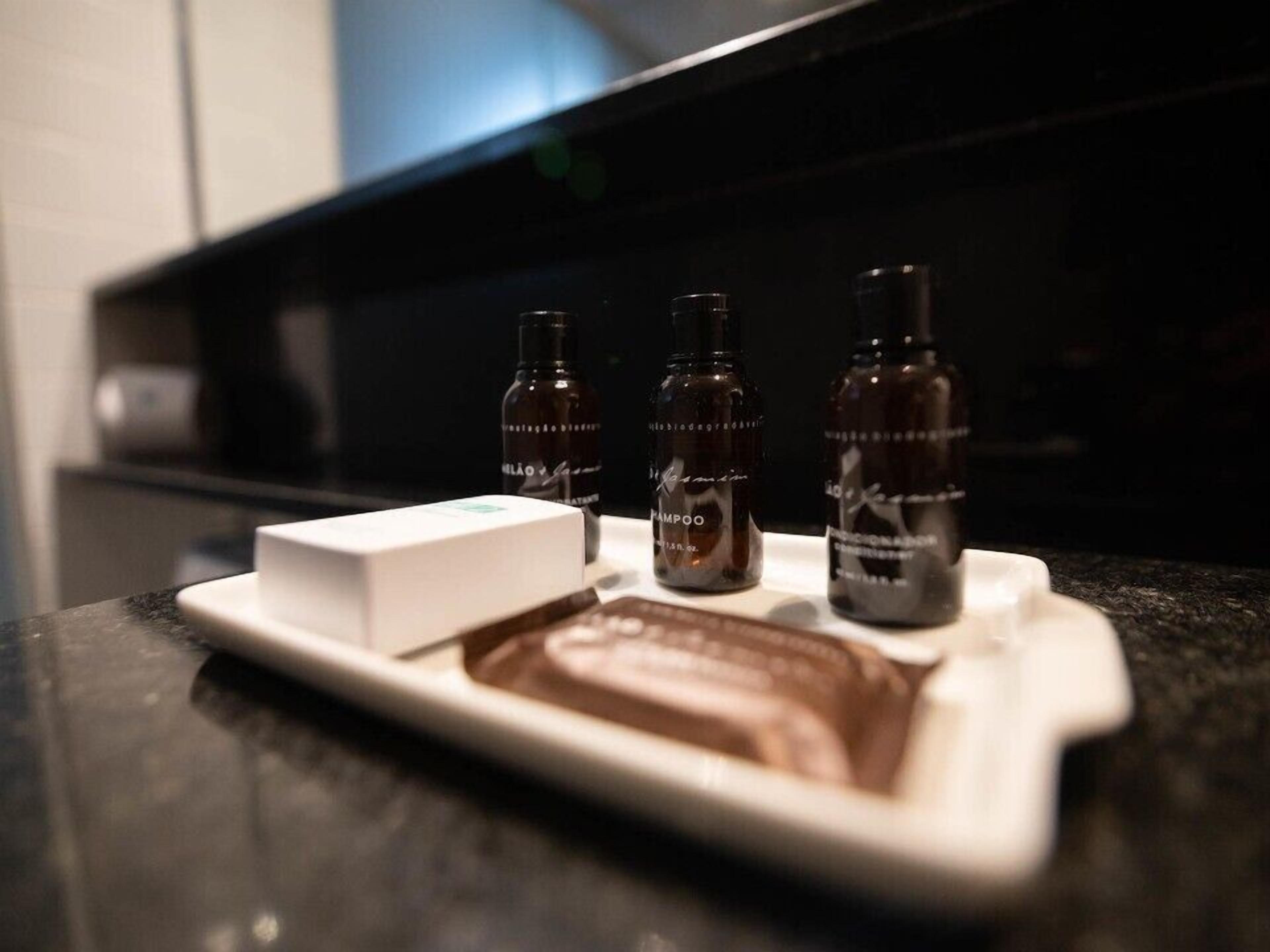 free toiletries, hair dryer, towels, soap