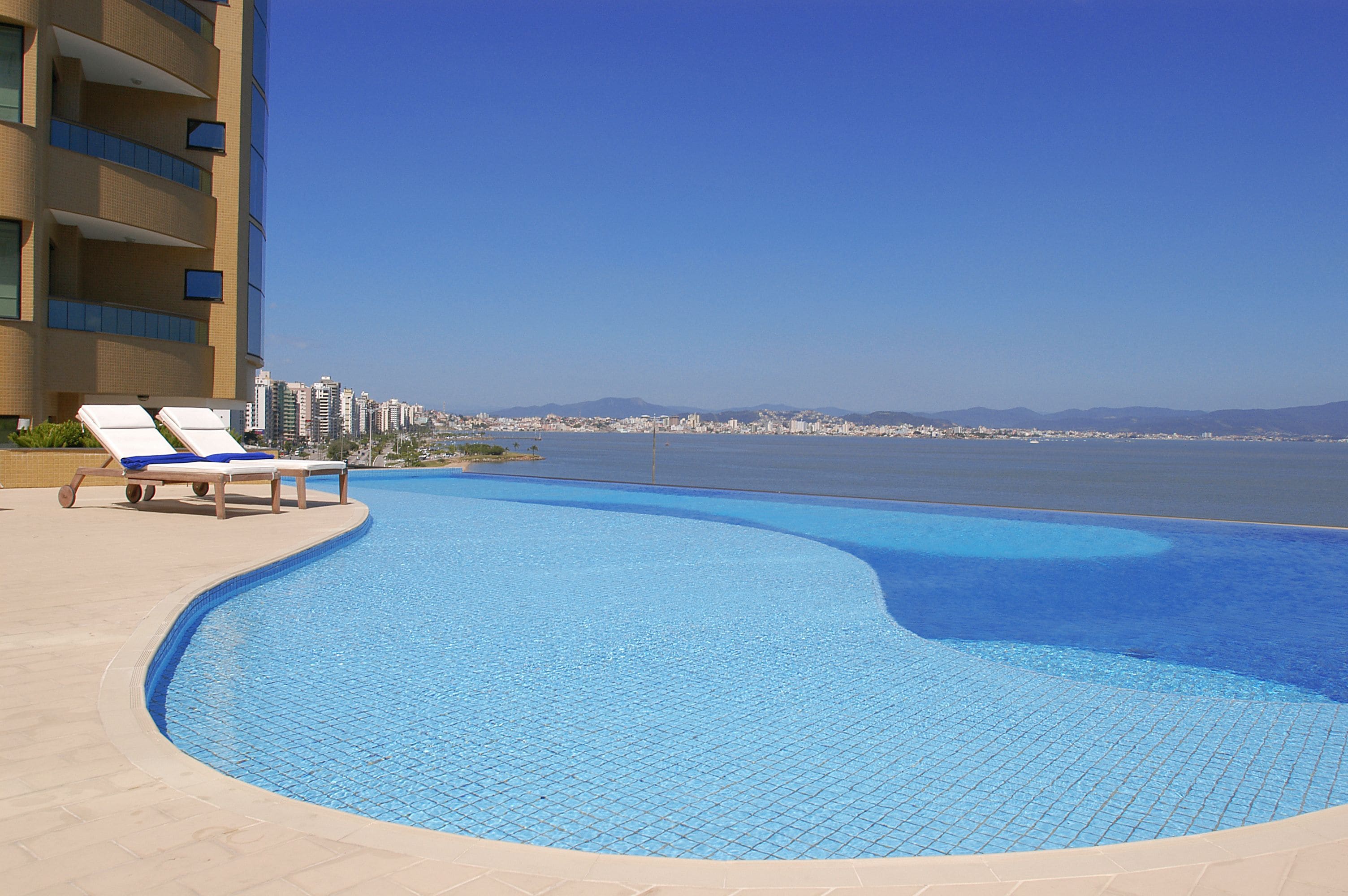 outdoor pool, pool loungers