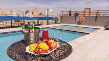 Outdoor pool, pool loungers