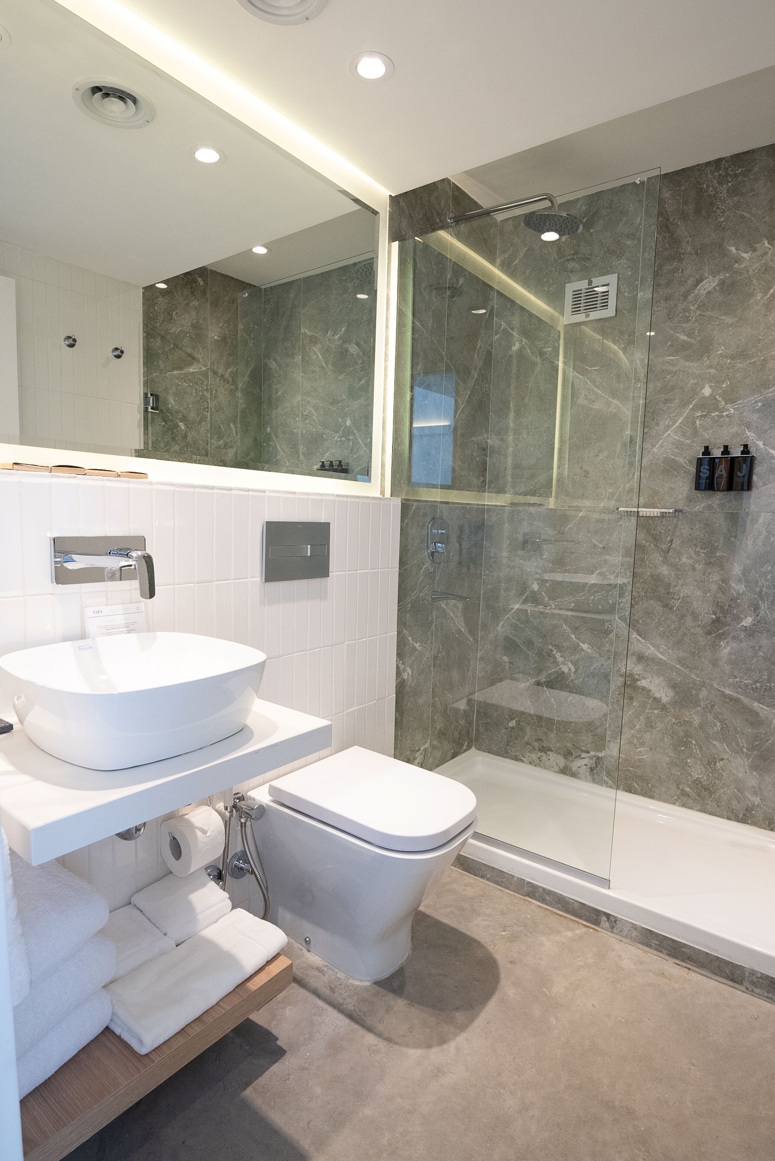 premium room, city view | bathroom | rainfall showerhead, designer toiletries, hair dryer, towels
