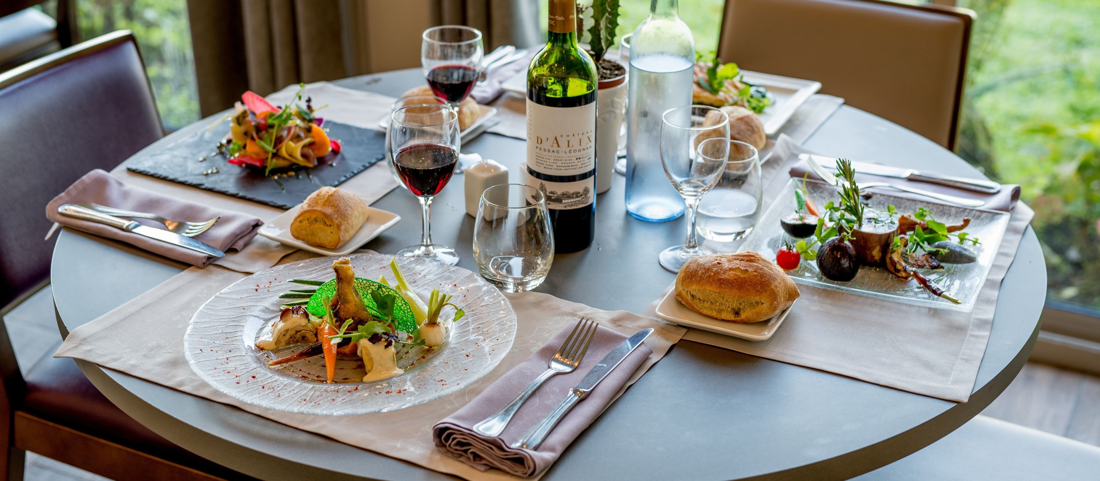 french cuisine, garden views