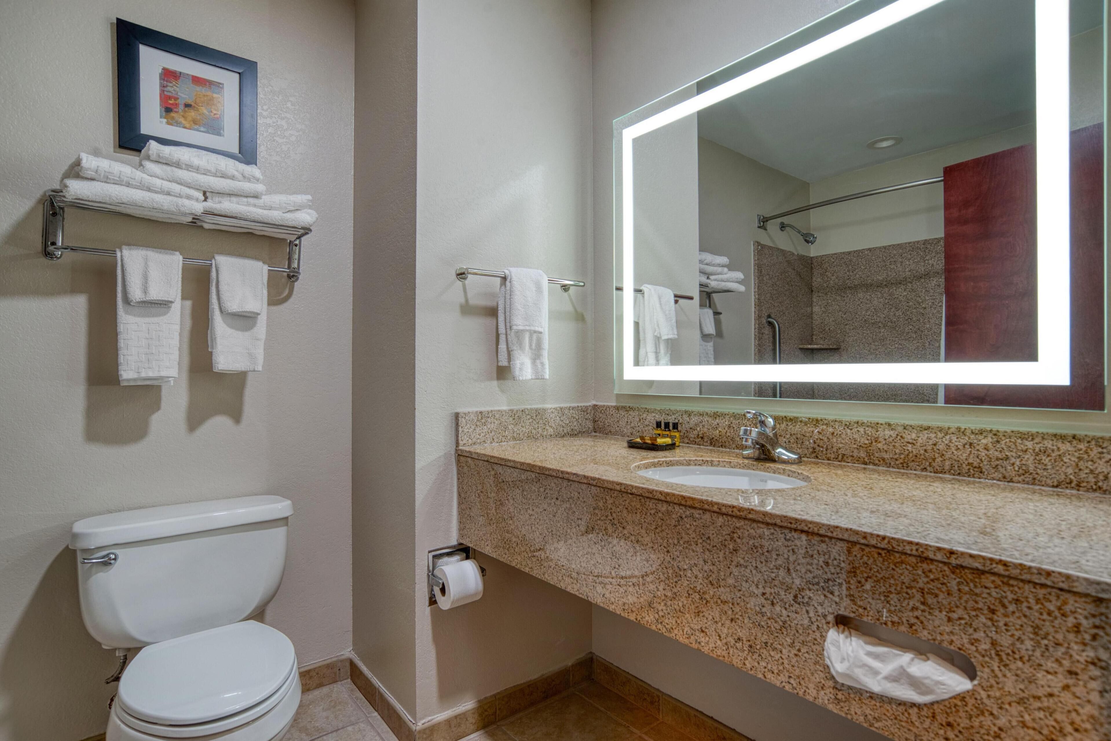 suite, 1 king bed, non smoking, microwave | bathroom | combined shower/bathtub, hair dryer, towels