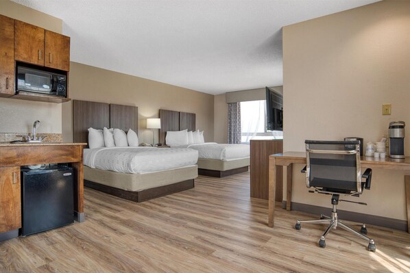 Suite, 2 Queen Beds, Non Smoking, Microwave | In-room safe, desk, iron/ironing board, free cribs/infant beds