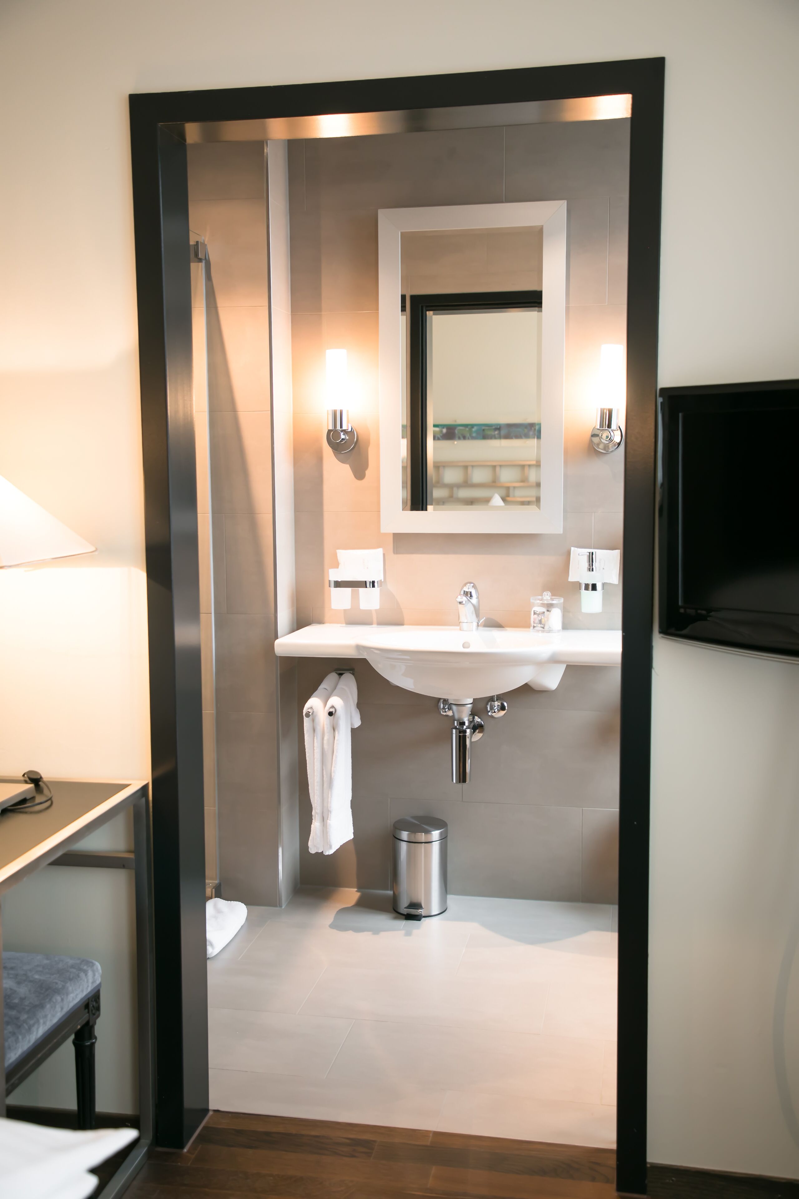 comfort double room | bathroom | shower, hair dryer, towels, soap