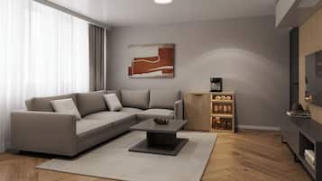 Suite | Living area | 50-inch flat-screen TV with satellite channels