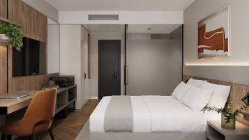 Klassieke kamer, 1 kingsize bed | Een minibar, een bureau, een laptopwerkplek, verduisterende gordijnen