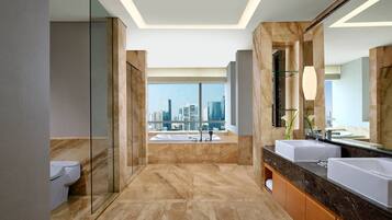 Mayfair, Club Suite, 1 King Bed, City View | Bathroom | Separate tub and shower, designer toiletries, hair dryer, bathrobes