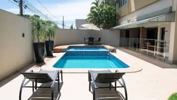 Outdoor pool, sun loungers