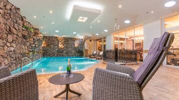 Indoor pool, open 5 PM to 9 PM, sun loungers