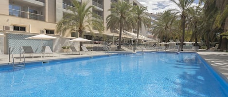 Indoor pool, 2 outdoor pools, open 10:00 AM to 7:00 PM, pool umbrellas