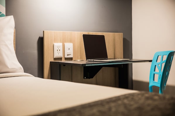 Desk, blackout drapes, iron/ironing board, free WiFi