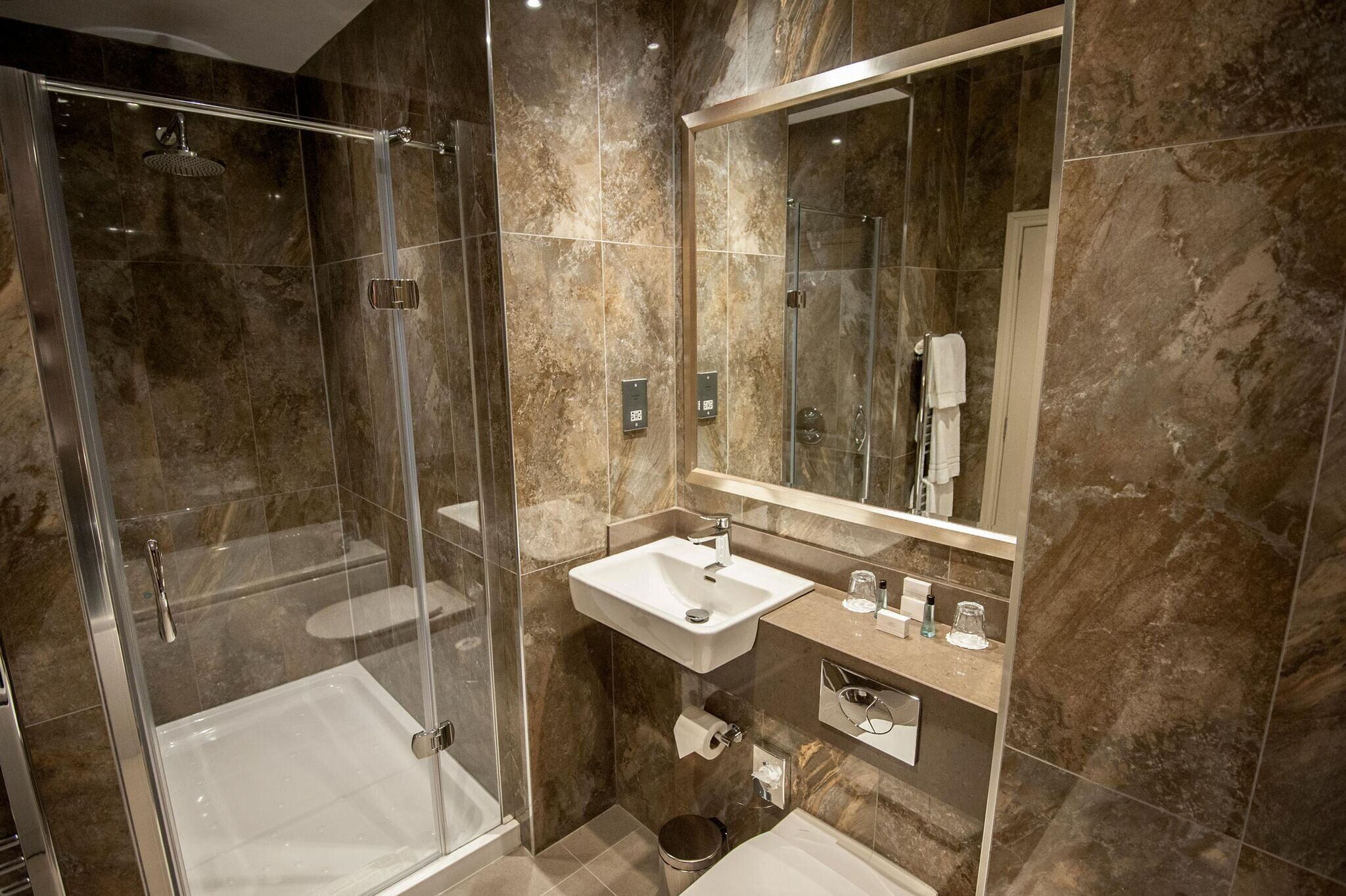 free toiletries, hair dryer, towels