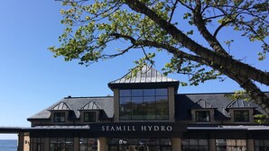 A building with the sign "SEAMILL HYDRO" indicating a hotel. - Seamill Hydro Hotel & Resort (West Kilbride)