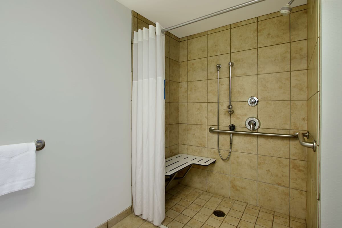 studio, 1 king bed, accessible, non smoking | bathroom | hair dryer, towels