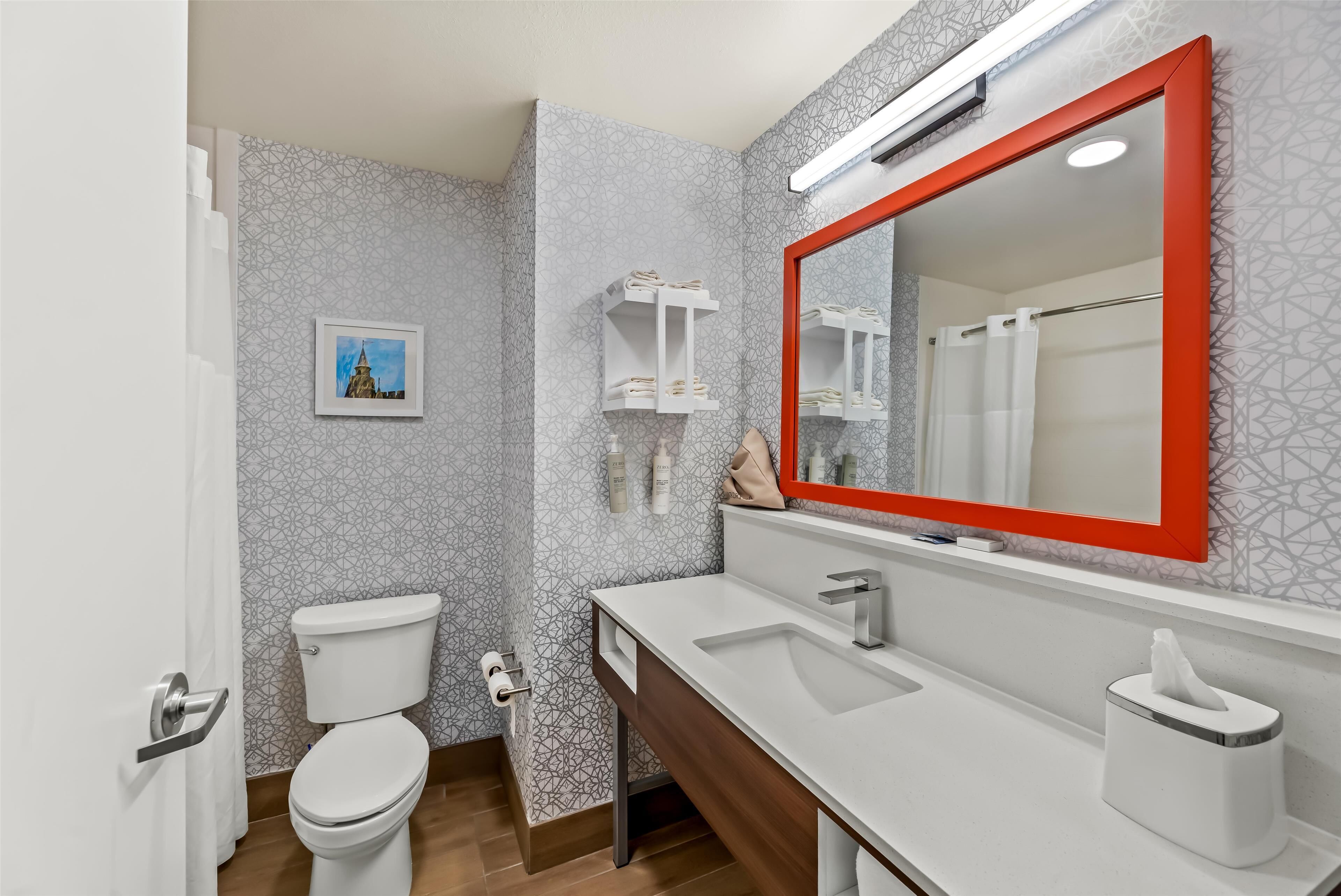 room, 2 queen beds | bathroom | hair dryer, towels