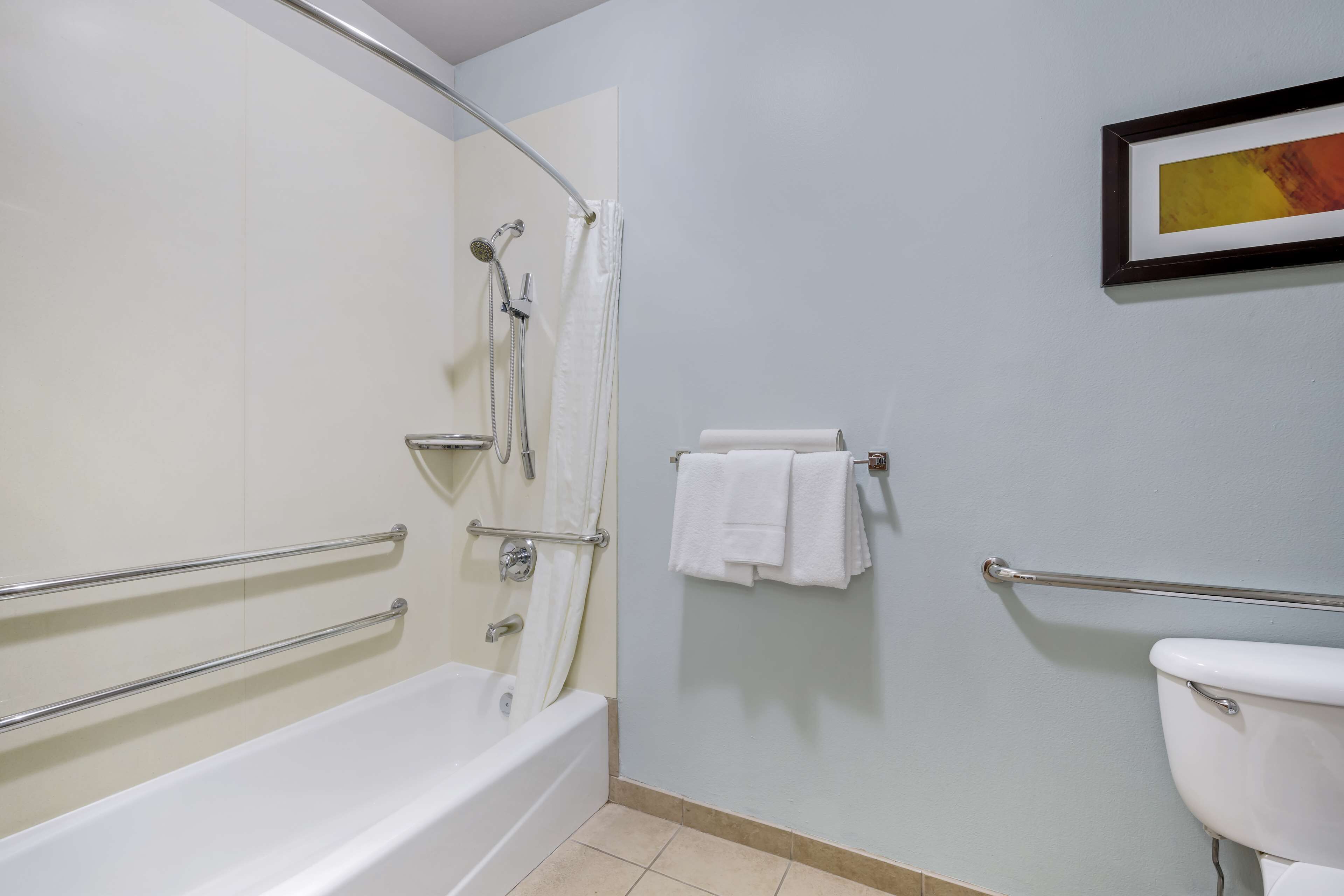 free toiletries, hair dryer, towels, soap