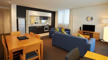 In-room safe, individually decorated, laptop workspace