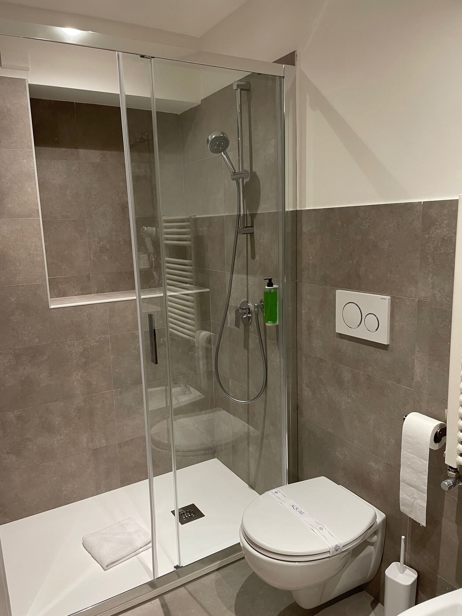 standard double or twin room | bathroom | shower, eco-friendly toiletries, hair dryer, towels
